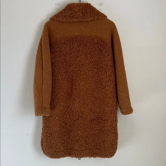 Bimba y Lola Long Coat Topcoat Sherpa Teddy Quiet Luxury Sz XS